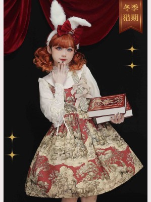 SALE! Winter Hunting Period Classic Lolita Dress JSK by Magic Tea Party - RED XL (C60)